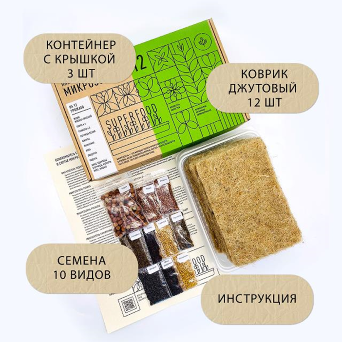 Набор для выращивания микрозелени "Plant Republic", "12 урожаев" 