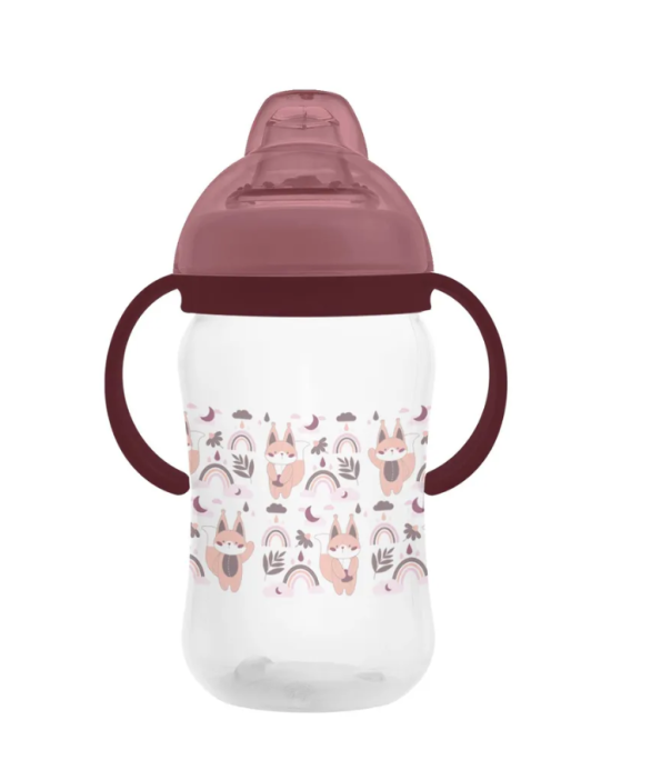Бутылочка поильник &quot;Fox&quot;с силиконовым носиком и ручками, burgundy (270 ml) 