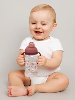 Бутылочка поильник "Fox"с силиконовым носиком и ручками, burgundy (270 ml)