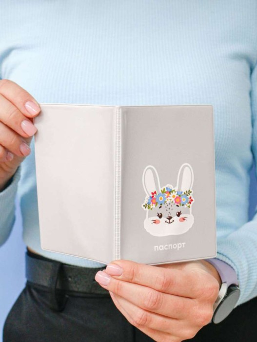ОБЛОЖКА ДЛЯ ПАСПОРТА «Flower bunny», плотность 600 мкм 