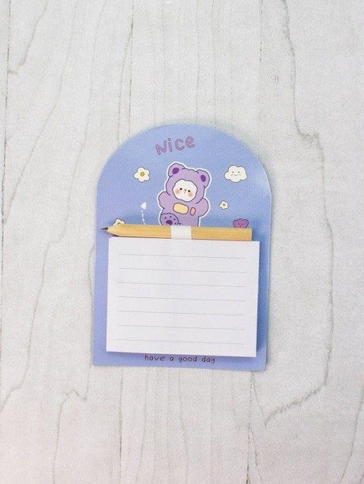 Магнитный блок для записей с карандашом «Nice bear», blue, 10х14 см 