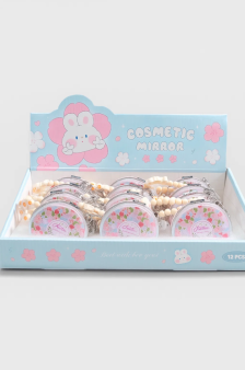 Зеркало-шейкер раскладное с шнурком "Fresh", белое, шоу-бокс 12 шт.