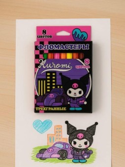 Фломастеры "Куроми", 8 цв., треугольные