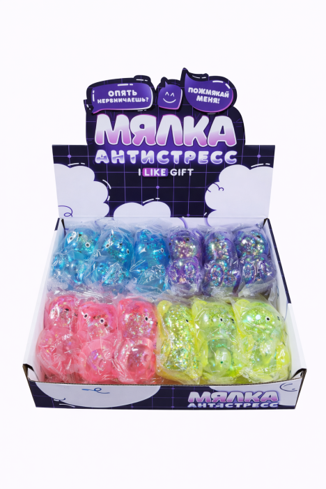 Мялка - антистресс «Милый мишка», шоу-бокс 12 шт. 