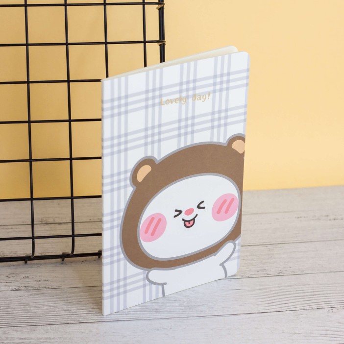 Тетрадь (A5) "Lovely day bear", gray (13.5*20.5) 