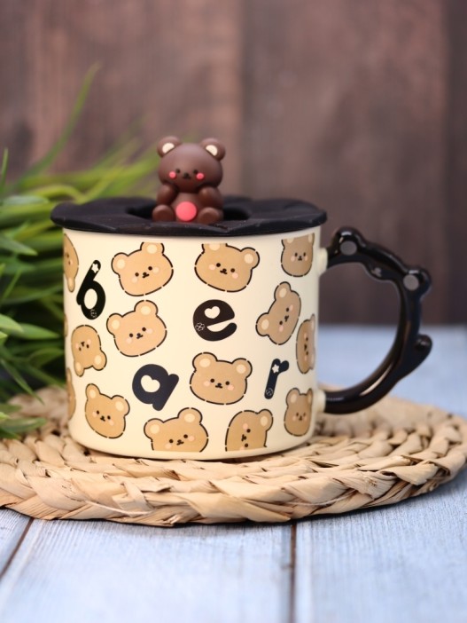 Кружка керамическая «Милый медвежонок», черная (360 мл) 