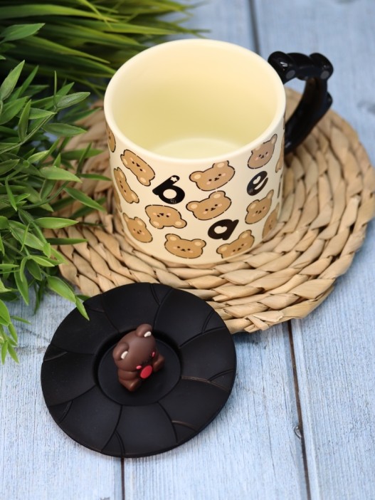 Кружка керамическая «Милый медвежонок», черная (360 мл) 