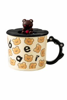 Кружка керамическая «Милый медвежонок», черная (360 мл)