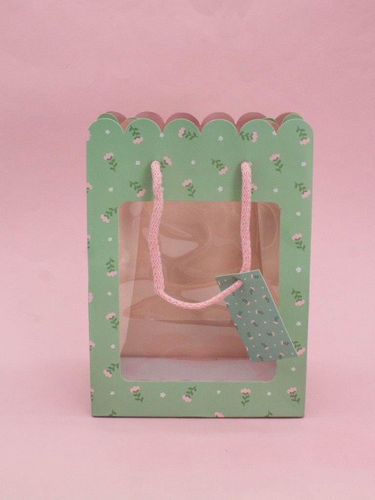 Пакет подарочный «Craft flowers», green (18*23*10) 