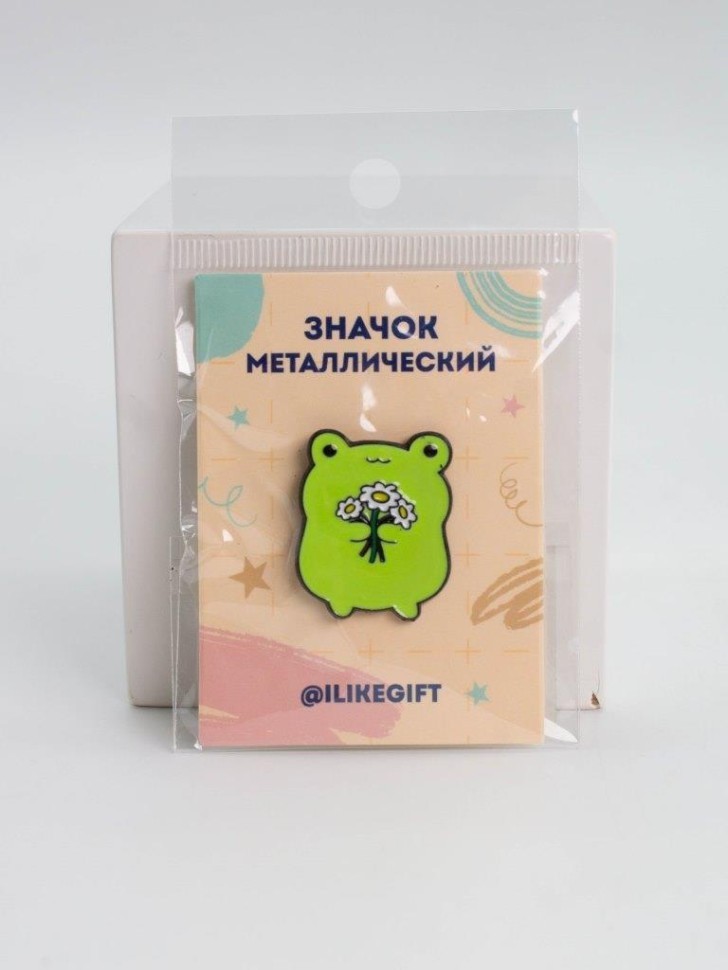 Значок металлический iLikeGift "Цветочная лягушка"