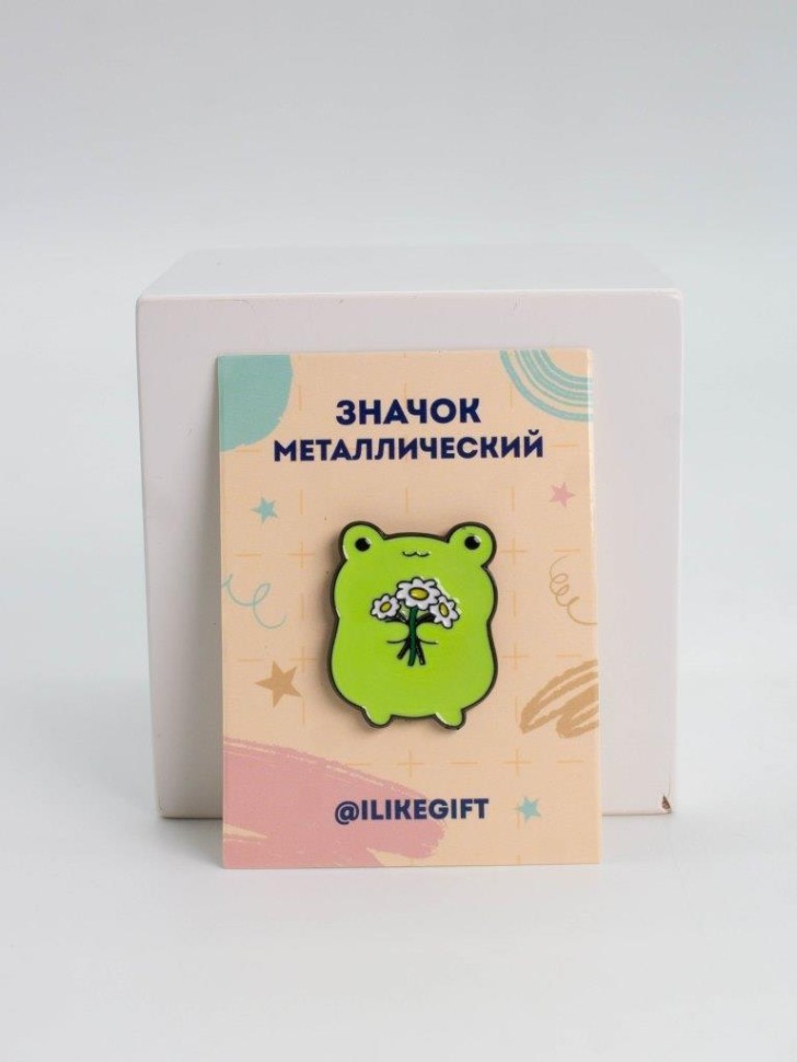 Значок металлический iLikeGift "Цветочная лягушка"