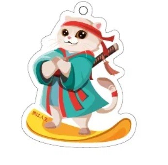 Брелок ECO из дерева iLikeGift «Кот-сёрфер» 