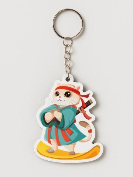 Брелок ECO из дерева iLikeGift «Кот-сёрфер»