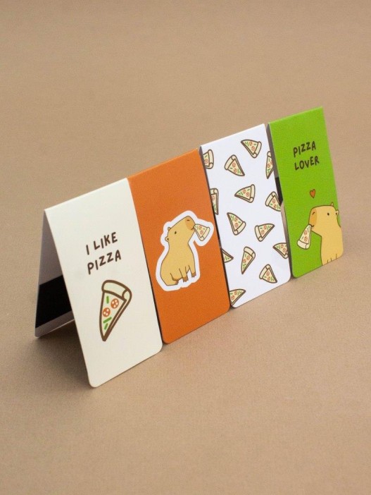 Набор магнитных закладок «Capybara pizza», 4 шт., 35х70 мм 