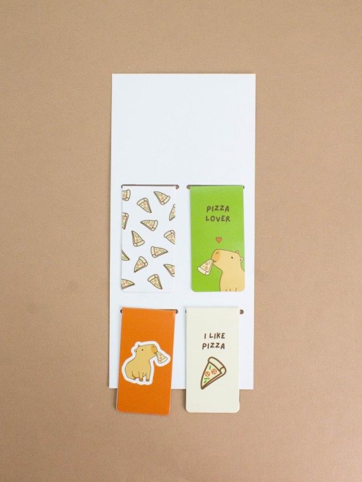 Набор магнитных закладок «Capybara pizza», 4 шт., 35х70 мм 