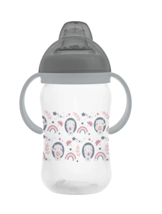 Бутылочка поильник &quot;Hedgehog&quot;с силиконовым носиком и ручками, grey (270 ml) 