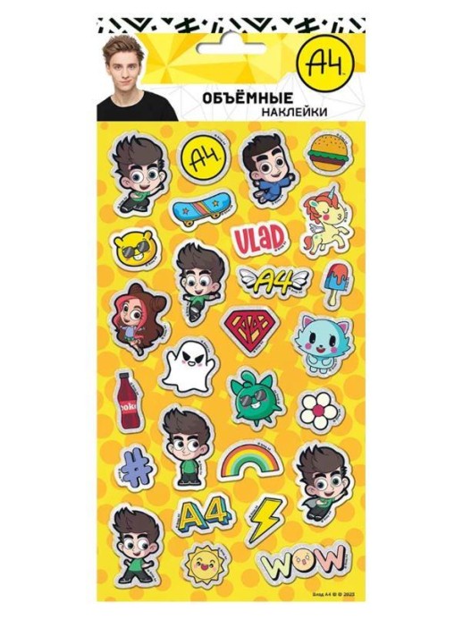 Наклейки зефирные с фольгой "Влад А4-6", (чиби) 