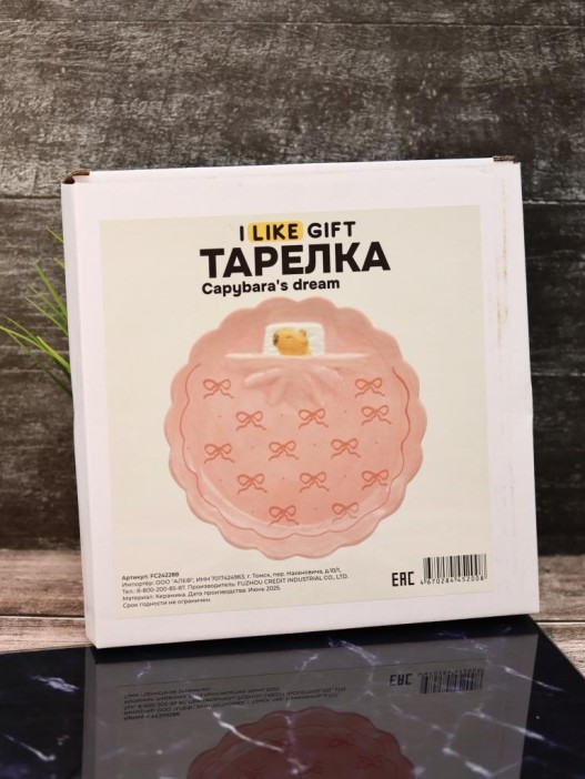 Тарелка керамическая iLikeGift «Capybara&#039;s dream», 20,2х20,2х2 см 