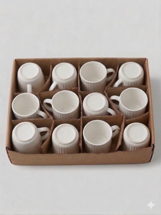 Набор керамических кружек 12шт. «Колонны», микс 