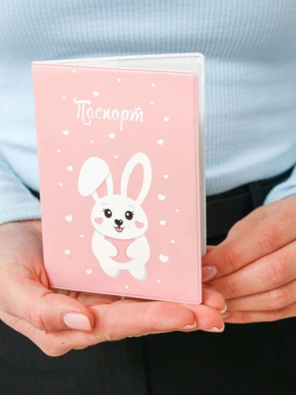 Обложка для паспорта "Влюбленный зайка", плотность 600 мкм