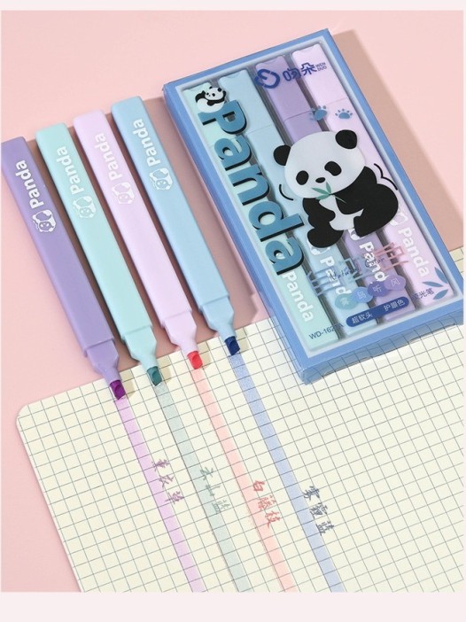 Набор маркеров-текстовыделителей 4 шт "Панда", синий 