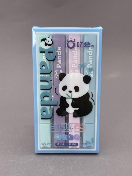 Набор маркеров-текстовыделителей 4 шт "Панда", синий 