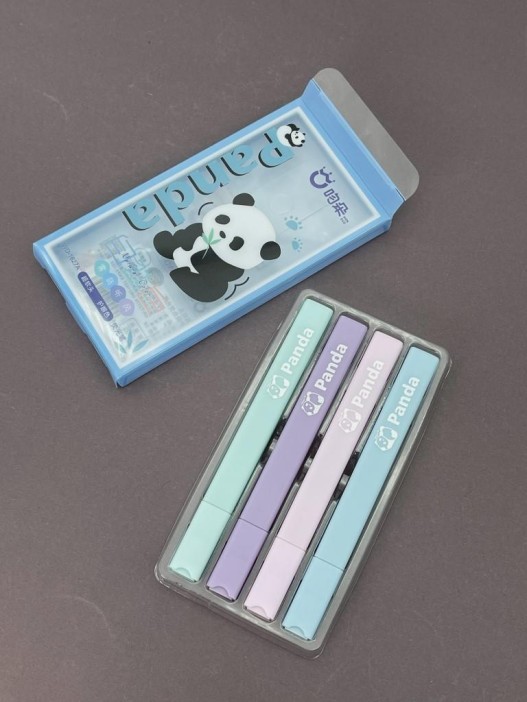 Набор маркеров-текстовыделителей 4 шт "Панда", синий 