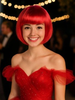 Парик карнавальный "Fancy chic", red (25 см)