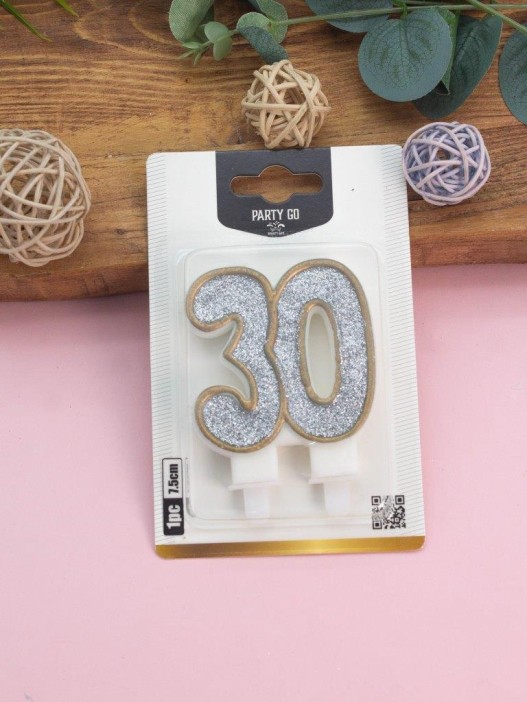 Свеча для торта &quot;Shiny number&quot; число 30, (7,5 см) 