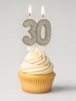 Свеча для торта "Shiny number" число 30, (7,5 см)