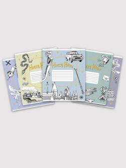 Тетрадь А5 "Гарри Поттер", 18л, линейка , обл. мелов. картон + ВД-лак, тиснение золотой фольгой, mix