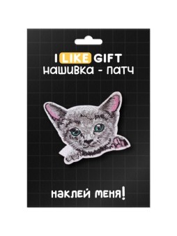 Термонашивка для одежды iLikeGift "Серый кот" 6,3*8,3 см