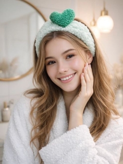 Повязка на голову GIRLY "Плюшевое сердечко", зеленая