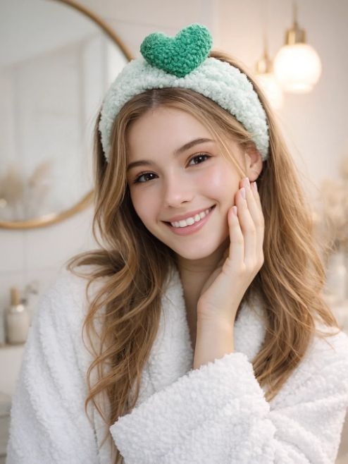 Повязка на голову GIRLY "Плюшевое сердечко", зеленая