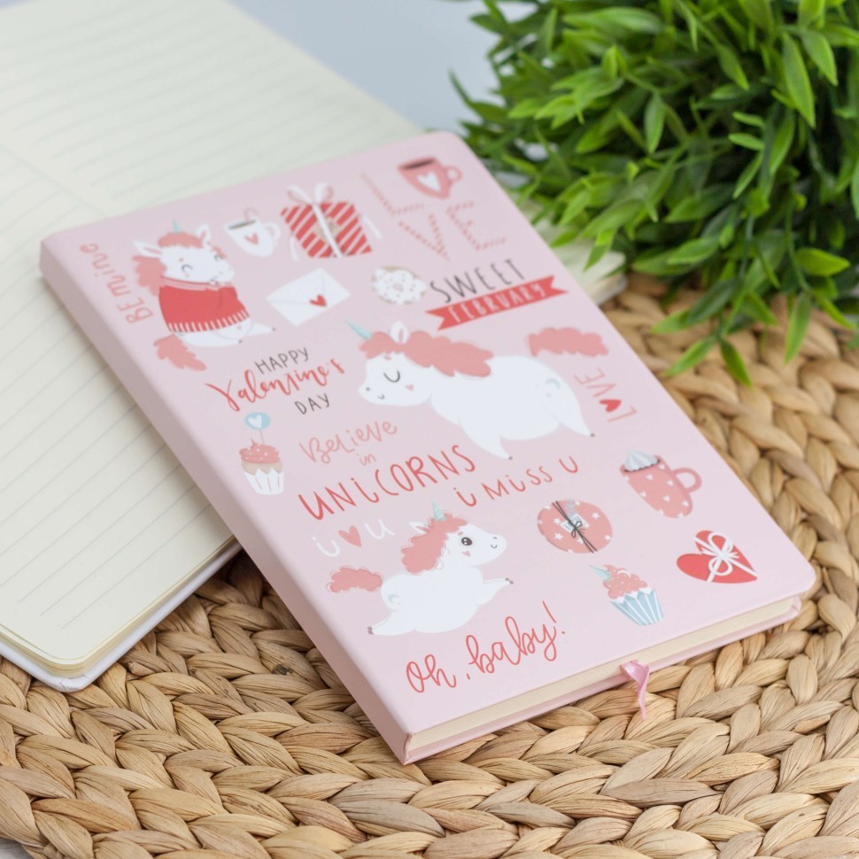 Блокнот (A5) "Chill unicorn", pink (14.5*21)