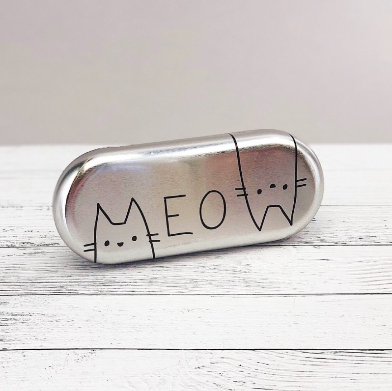 Чехол для очков &quot;Cat&quot; silver 