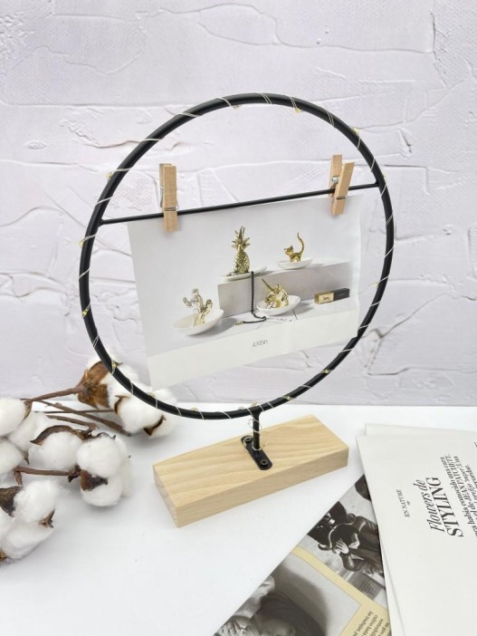 Фоторамка с прищепкой для фото и светодиодами «Circle loft» 