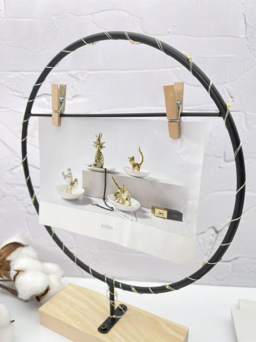 Фоторамка с прищепкой для фото и светодиодами «Circle loft» 