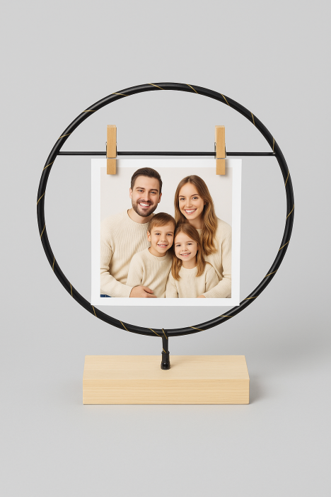 Фоторамка с прищепкой для фото и светодиодами «Circle loft» 