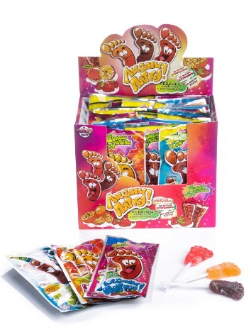 Леденец на палочке с кислой пудрой «Лизни пятку», 48 шт. 