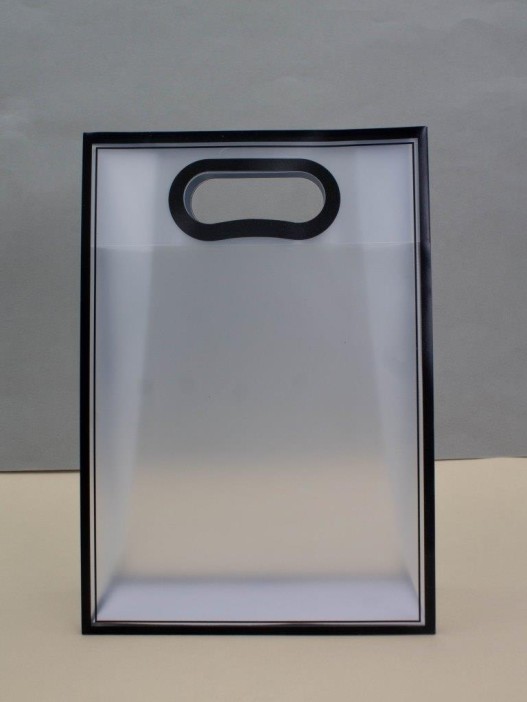 Пакет подарочный (M) "Frame transparent", black (26*18*8) 