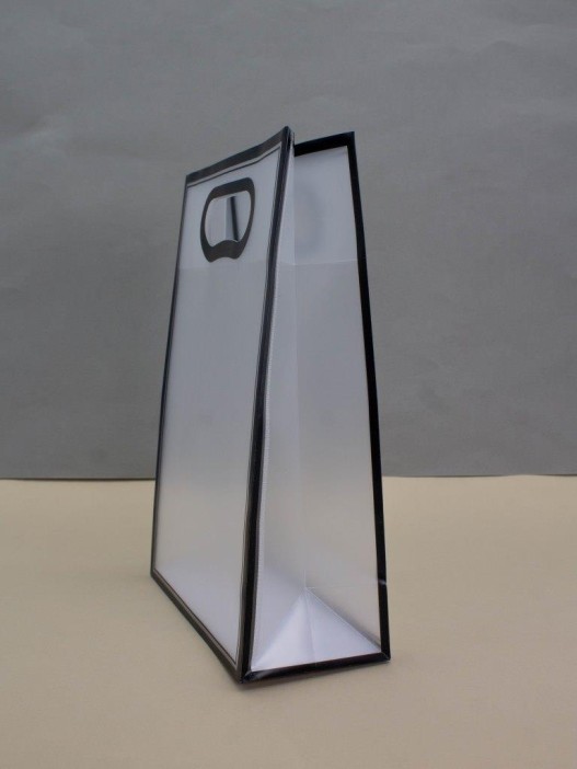 Пакет подарочный (M) "Frame transparent", black (26*18*8) 