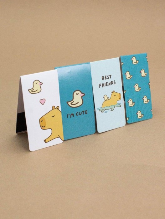 Набор магнитных закладок «Capybara and duck», 4 шт., 35х70 мм 
