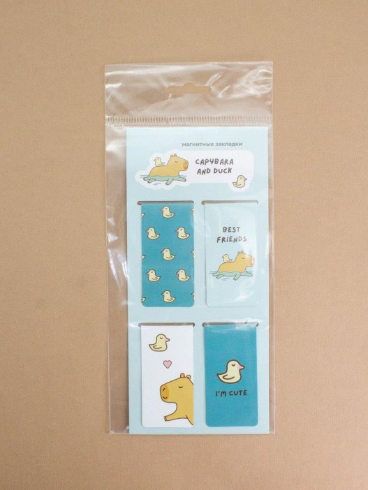 Набор магнитных закладок «Capybara and duck», 4 шт., 35х70 мм 