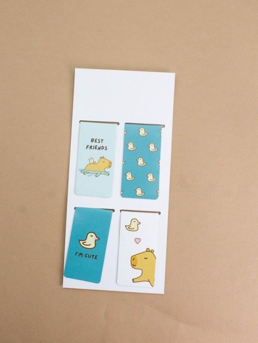 Набор магнитных закладок «Capybara and duck», 4 шт., 35х70 мм 