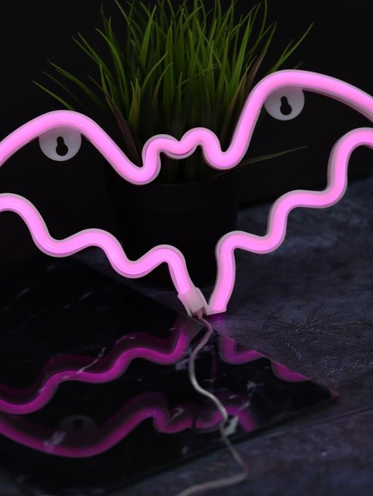 Неоновый подвесной ночник «Bat», USB, розовое свечение (30*15 см) 