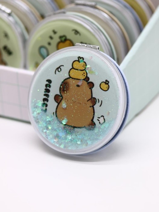 Зеркало шейкер раскладное &quot;Capybara&quot;, голубое, 7*7 см 