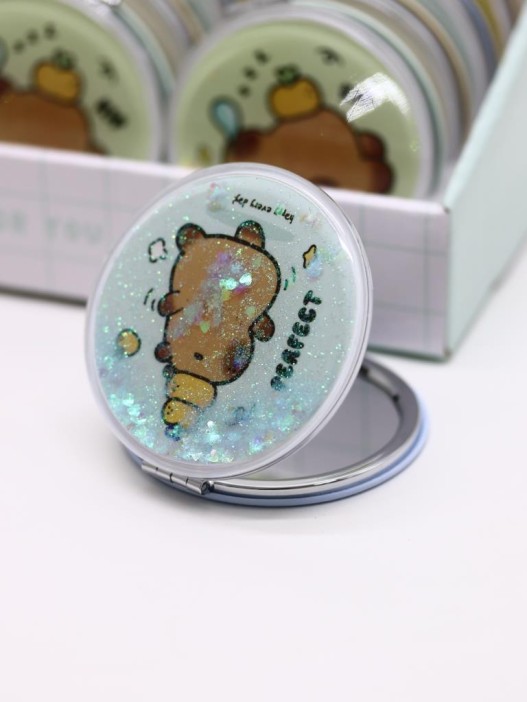 Зеркало шейкер раскладное &quot;Capybara&quot;, голубое, 7*7 см 