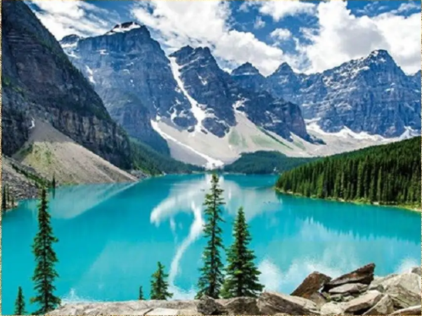 Алмазная мозаика без подрамника &quot;Ледниковое озеро Морейн&quot;, 30х40 см 