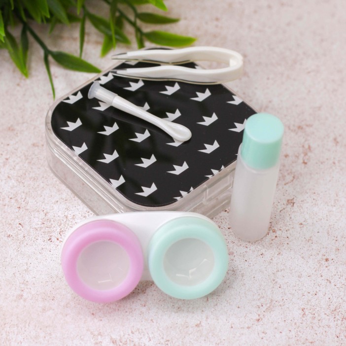 Контейнер для линз "Symbol Crowns", black 